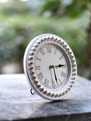 Farmhouse Table Top Clock with Wooden Beads-Mantal Tabletop Clock-Desk