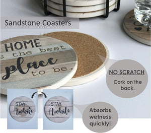 Rustic Farmhouse Stone & Cork Coasters for Drinks, Absorbent - Set of 6