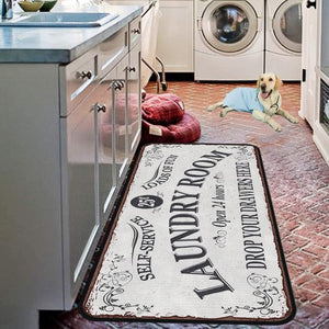 Laundry Room Rug Runner Machine Washable Area Rugs (White-2 40x20in)