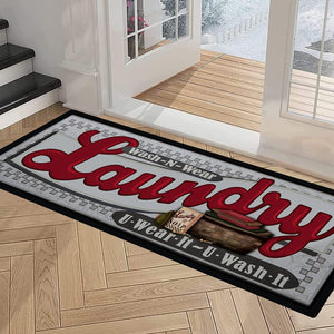 Laundry Room Rug Runner 20"X48" Kitchen Rugs Non Slip Washable, Grey Red