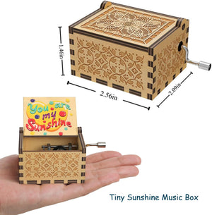 You are My Sunshine Heart Music Boxes,Wooden Hand Crank Engarved Antique Musical Box Gift, Wood Heart