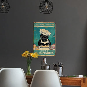 Funny Retro Cat Metal Tin Sign , I Just Baked You Some Cakes Sign 8x12 Inch