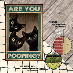 Black Cat Are You Pooping Funny Tin Signs Bathroom Wall Decor 8 x 12 Inch Sign