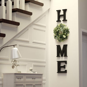 Wood Home Sign for Wall Decor Wooden with Wreath Artificial Eucalyptus Modern Decorative Decor