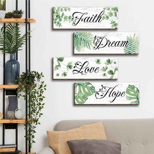 4 Pcs Modern Eucalyptus Wooden Green Leaves Office Wall Decor