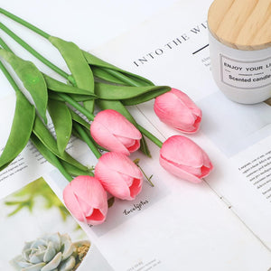 20Pcs Real Touch Faux Fake Tulips Flowers for Home Office Wedding Decor