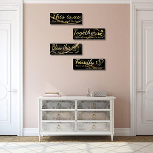 4 PCS Home Wall Decor Signs,Rustic Wooden Living Room (Black -1, 15 x 5.1 inch)