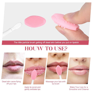 Lip Scrub Brush Scrubber Tool Exfoliator Silicone Exfoliating for Dark Lips (2 pcs, Mix)