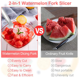 2PCS 2-in-1 Watermelon Fork Slicer, 2023 New Summer Watermelon Fruit Cutting Fork, Dual Head Stainless Steel