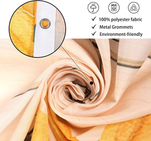 Sunflower Shower Curtain, Country Wooden Plank Yellow Floral Bee Dragonfly Machine Washable Waterproof, 72Wx74H
