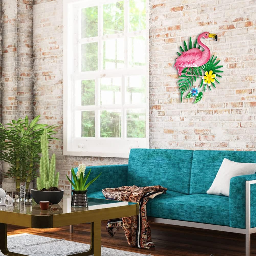 Pink Flamingo Wall Decor, Outdoor Metal Wall Art