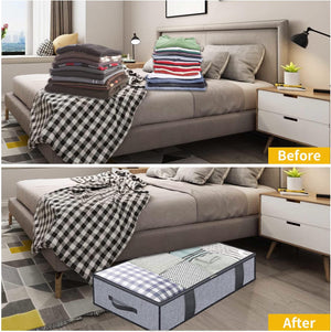 2 Pack - Blankets Clothes Comforters Storage Bag Breathable Zippered Organizer for Bedroom, Linen-like Grey,