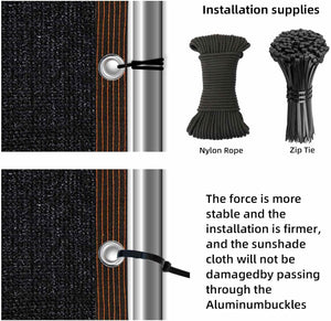 Black Shade Cloth 75% Sunblock Net for Garden Patio，Shade Sails Taped Edge with Grommets (6.5ft×16.4ft, Black)