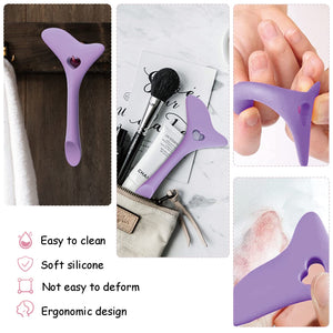 4Pcs Reusable Silicone Eyeliner Aid Mascara Shield Eyeliner Eyelash Eyeshadow Lipstick Applicator Guide Tool, Purple