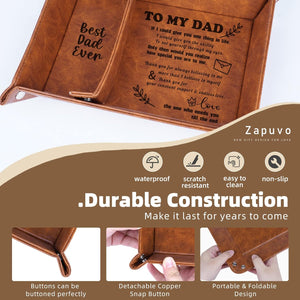 Best Dad Ever PU Leather Tray and Keychain, Gifts for Dad Fathers Day, Unique Dad Birthday