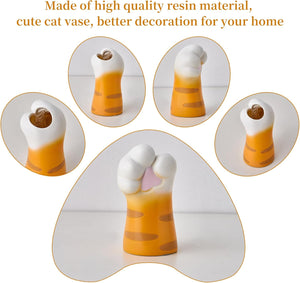 Cat Vase Cute Vases for Home Decor Cat Claw Vase Modern Art Flower Vase Table Decorative (Cannot Hold Water), Orange