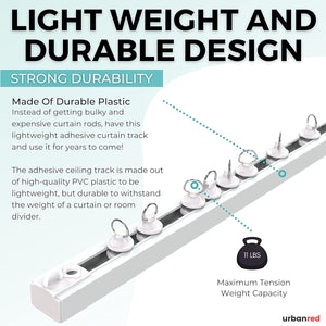 Self Adhesive Curtain Track 9.8FT (3m) for Smooth Ceiling Or Wall- No Drill, Screws, Ceiling Curtain Track (Non-Flexible)