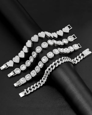 4PCS Gold Bracelets for Women Silver Clustered Tennis Bracelet Layered Link Jewelry
