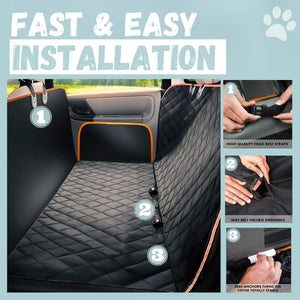 Dog Car Seat Cover for Back Seat for XL Cars, SUVs & Trucks, Nonslip Backseat Dog Hammock, Waterproof Scratchproof Protection Against Dirt, Pet Fur w/Side Flaps