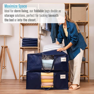 2 Pack Moving Bags Extra Large Storage Bags for College Move-In, Heavy-Duty Storage Totes, Packing Boxes