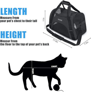 Soft-Sided Pet Travel Carrier for Cats Dogs Puppy Comfort Portable Foldable Pet Bag (Small - Black)