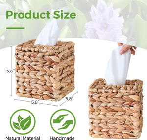 Rattan Tissue Box Cover Square, Wicker Tissue Box Holder Facial Tissues Boxes, Square Handwoven