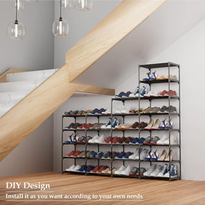 Metal Shoe Rack Large Capacity 4 Rows 8 Tier 56-64 Pairs Shoes Boots Storage Organizer