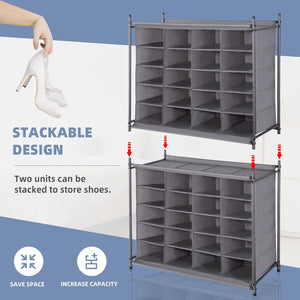 Stackable Shoe Cubby Organizer, Free Standing Shoe Cube Rack for Entryway, Bedroom, Apartment, Closet, 20-Cube Gray