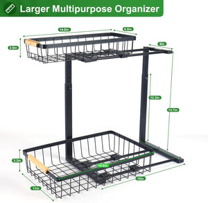 Under Sink Organizers and Storage(2 Pull-Out Baskets), 2-Tier Multipurpose Cabinet/Pantry/Bathroom Organizer