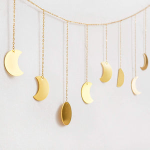 Moon Phase Wall Hanging Boho Aesthetic Room Decor Ideal Gift, Gold, 55"