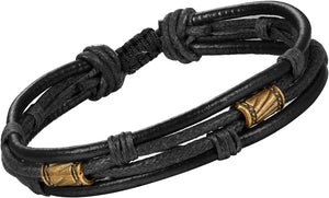 4Pcs Braided Leather Bracelet for Women Mens Cuff Bead Bracelet Set Adjustable Black And Brown