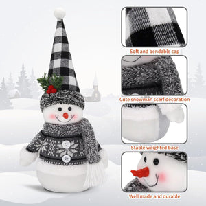 Large Winter Christmas Snowman Plush Decor - 16.5inch Cozy Winter Holiday Decor, 2 Pack