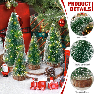 4pcs Mini Christmas Trees Christmas Decor, Artificial Christmas Mini Bottle Brush Trees Tabletop