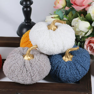 6 Pack Fabric Artificial Pumpkins Set Teddy Velvet Decoration Pumpkins Lifelike Harvest Pumpkins