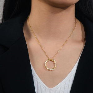 Crown Of Thorns with Cross Nails Pendant Iced Out Necklace for Women and Men 18K Gold Plated 5A CZ Necklace