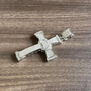 Mens and Womens Hip Hop Iced Out Rhinestones Necklace Alloy Huge Cross Pendant Necklace, White