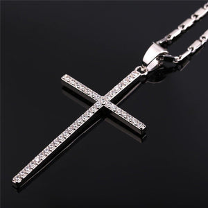 Stainless Steel Silver Black Gold Latin Cross Pendant Necklaces, Custom Engravable, Length 22-24 Inches, Platinum