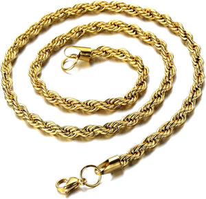 Mens Womens Large Steel Cross Pendant Necklace with Cubic Zirconia and Wheat Chain, Gold