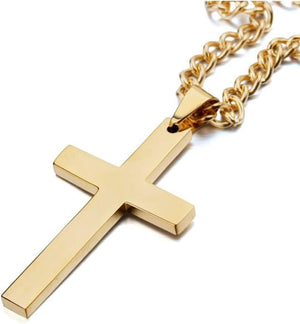 Cross Necklace Pendant for Women Men Cross Chain Gift (Gold)