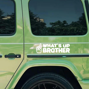 3PCS What's up Brother Car Sticker, Funny Vehicle Sketch Vinyl Decal for Laptop Window Door Bumper