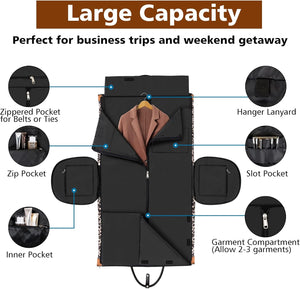 Garment Bag for Travel Convertible Carry On  Duffel Bags for Women 2 in 1 Hanging Suitcase Suit, 3pcs Set, Leopard