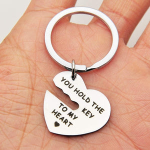 Stainless Steel Inpirational Mantra Lovers Couple Husband Wife Birthday Keychain Pendant Gift (You Hold the Key to My Heart Forever)