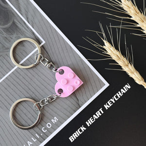 Heart Keychain Set for Couples, Brick Heart Keychain for Boyfriend Girlfriend, 2 Pcs Matching Heart , Pink