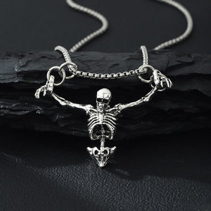 Punk Skeleton Skull Necklace Captivity Skull Pendent Biker Rock Jewelry Gift for Men and Women