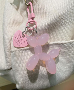 Jelly Balloon Dog Design Keychain for Women, Cute Girls Key Chain, Light Pink