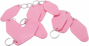 10pcs Blank Hotel Keychains Bulk Vintage Motel Keychain Vinyl HTV printing Keychains DIY Keychain tags (Pink)