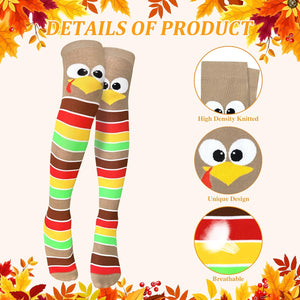 Chicken Leg Socks Thanksgiving Funny Socks for Women Men Novelty Crazy Chicken Feet Sock Knee-High Turkey Gag Gifts, Brown