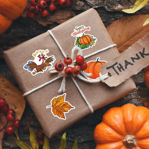 100PCS Fall Stickers Pack, Thanksgiving Turkey Pumpkin Stickers for Kids, Autumn Waterproof Vinyl Gift Stickers