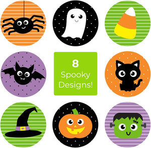 Halloween Character Stickers / 250 Spooky Fall Stickers / 8 Alternating Adorable Autumn Designs / 1.5" Round Trick Or Treat Sticker