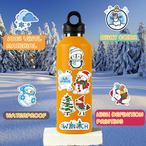 103 PCS Winter Stickers for Kids, Snowflake Stickers for Water Bottles, Hello Winter Vinyl Waterproof Stickers